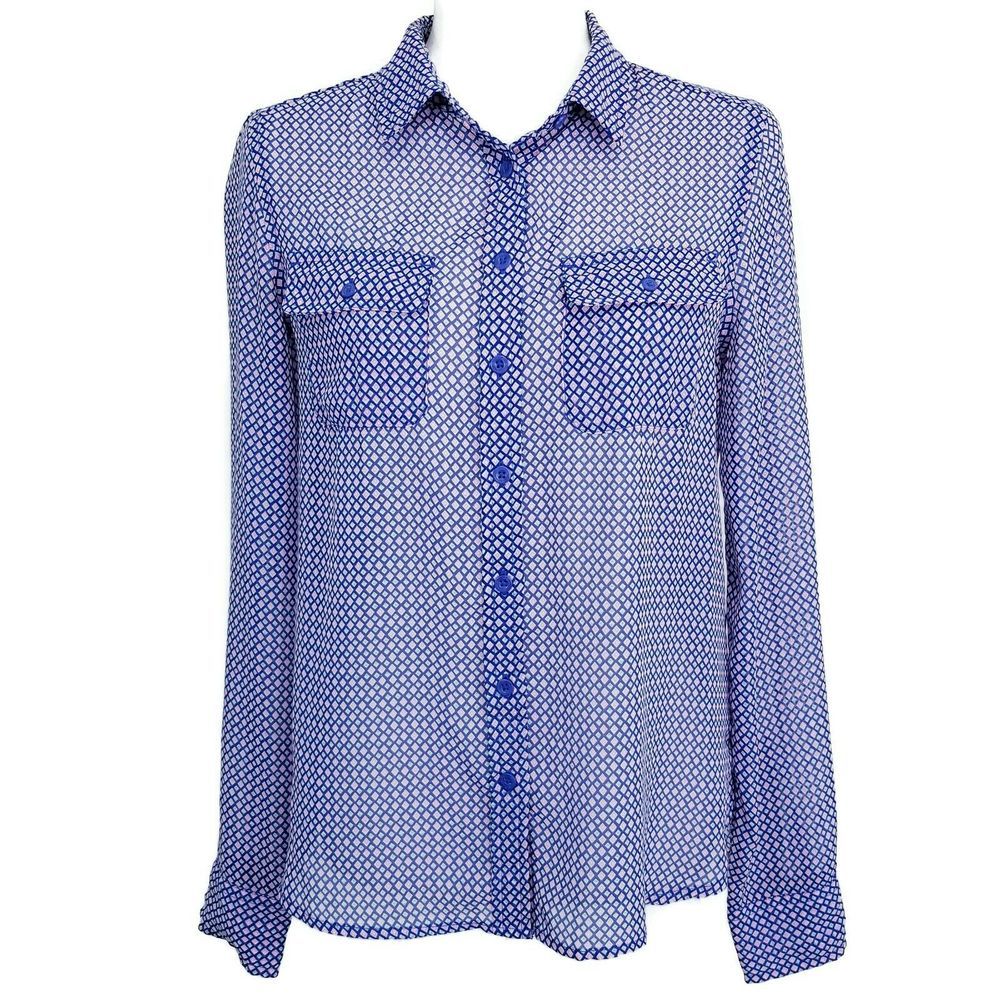 American Eagle S Shirt Button Down Blue Pink